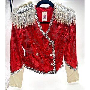 PEP THREADS VTG Sequin Band Jacket Vest Junior Sized MADE IN USA 1990's costume